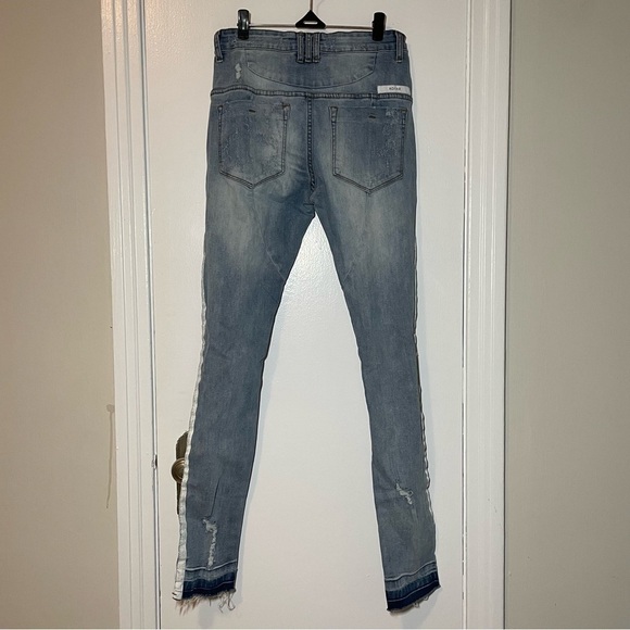 Kollar Distressed Stripe Denim Skinny Jean size 28 - Picture 10 of 12